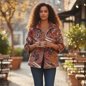 Moth By Anthropologie Sweater Cardigan  Womens Size XS Paisley Art To Wear Boho